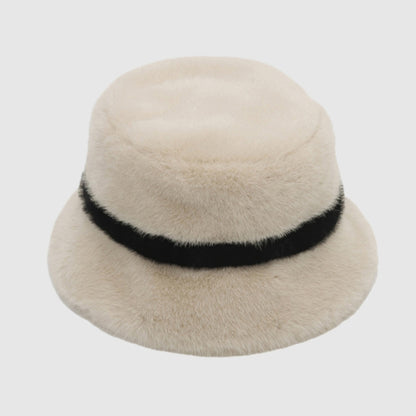 Faux Shearling Bucket Hat with Contrast Band Detail and Soft High Pile Texture