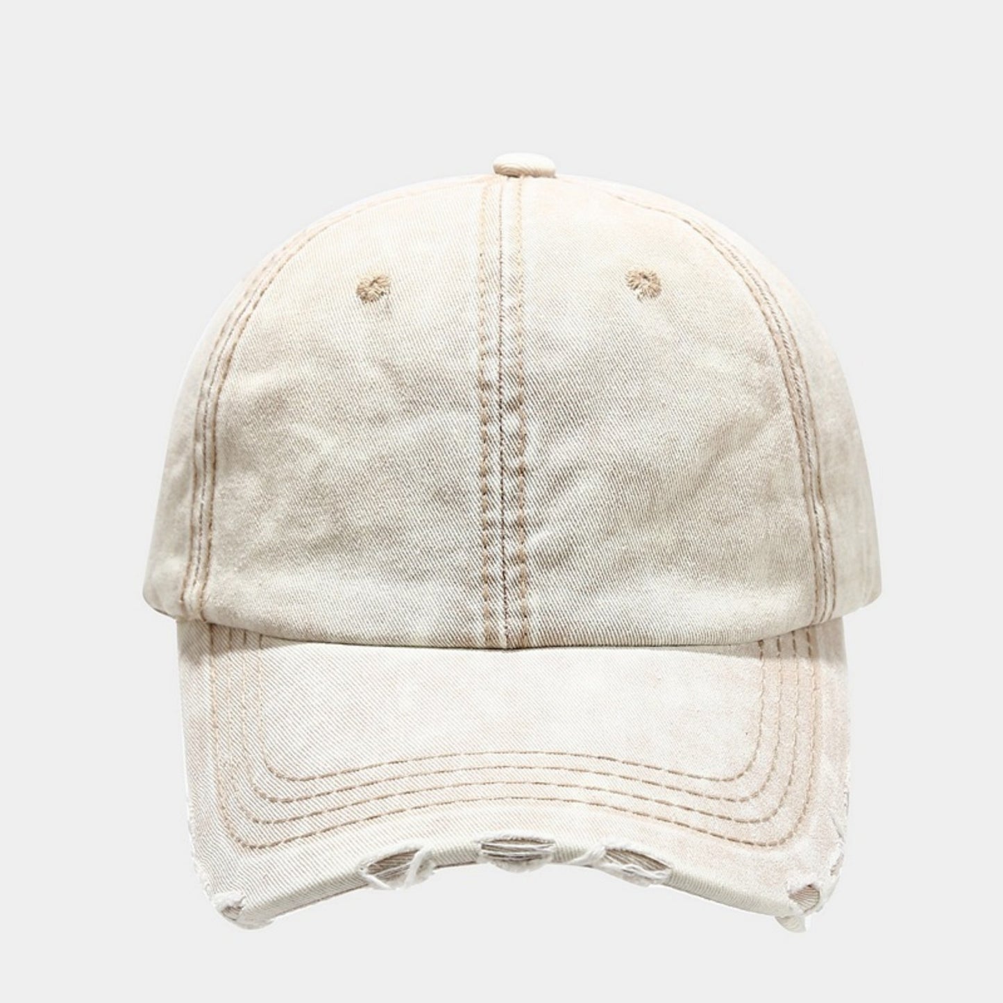 Distressed Washed Baseball Cap with Curved Brim
