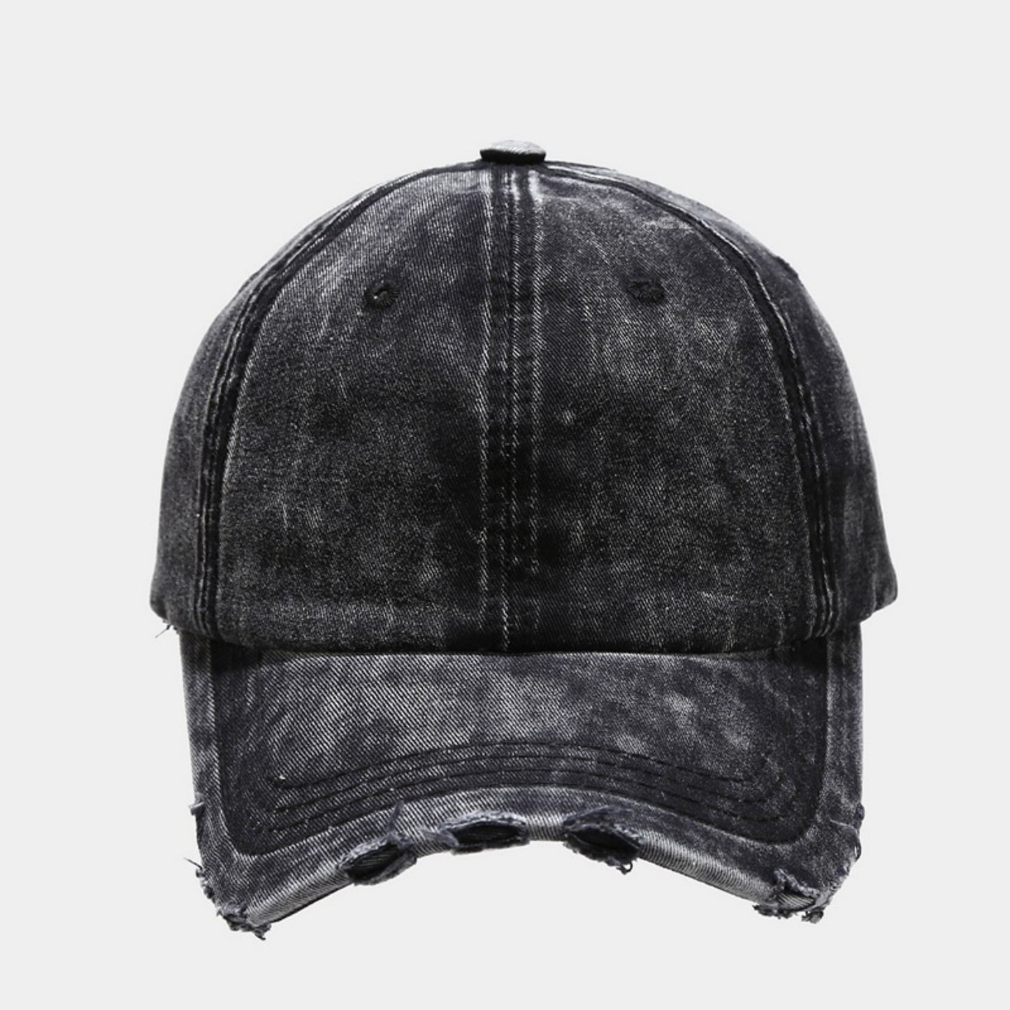 Distressed Washed Baseball Cap with Curved Brim