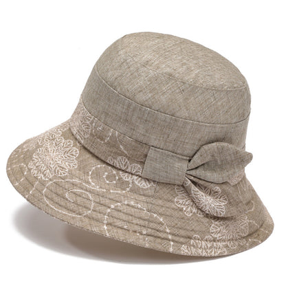 Embroidered Floral Bucket Hat with Side Bow Detail 22-22.8in