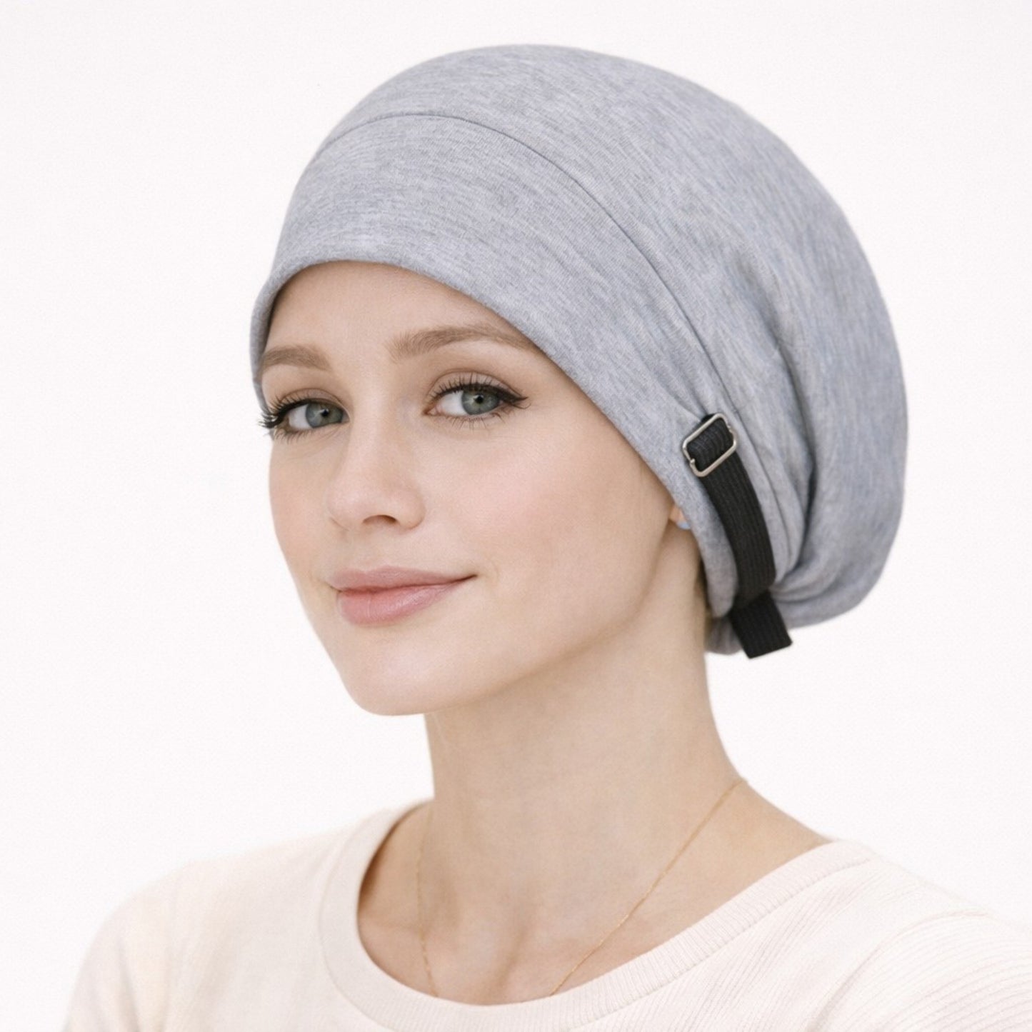 Adjustable Satin-Lined Sleep Bonnet with Soft Stretch Fit and Secure Strap Closure