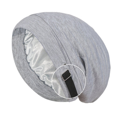 Adjustable Satin-Lined Sleep Bonnet with Soft Stretch Fit and Secure Strap Closure