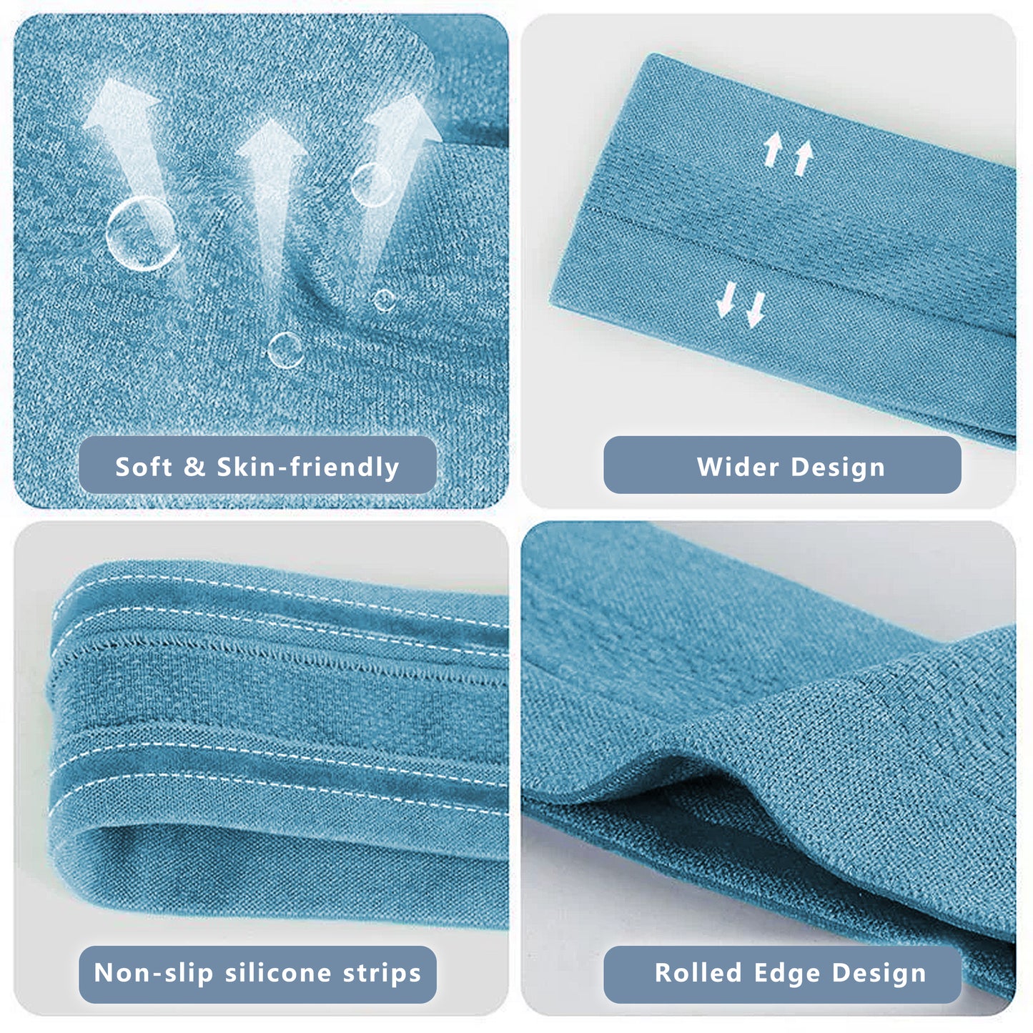 No Damage Stretchy Headbands Moisture-Wicking Quick-Dry for Sports Running Yoga Workouts Unisex