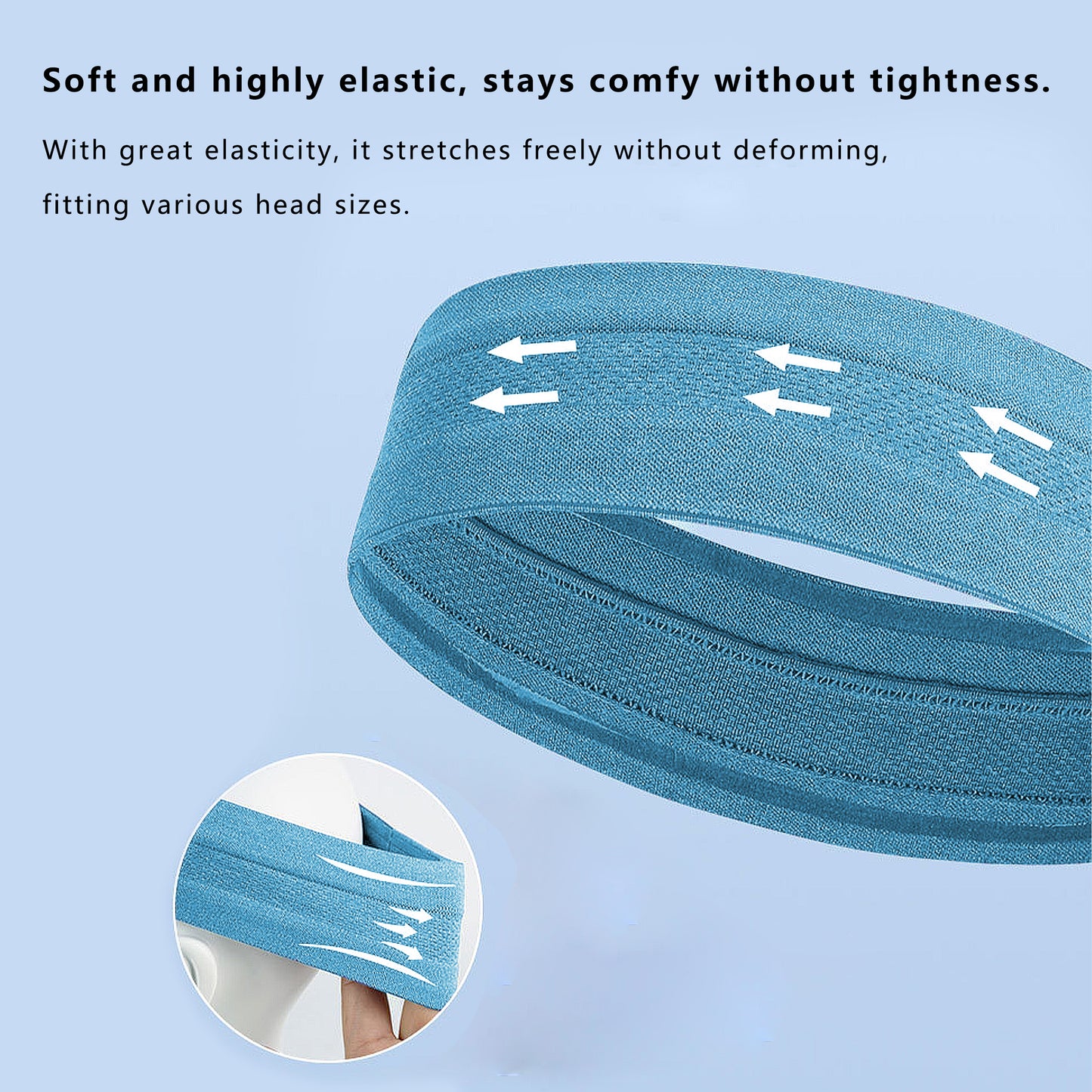 No Damage Stretchy Headbands Moisture-Wicking Quick-Dry for Sports Running Yoga Workouts Unisex