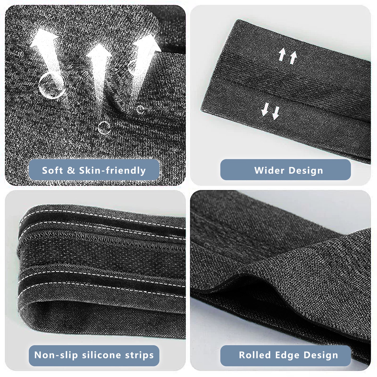 No Damage Stretchy Headbands Moisture-Wicking Quick-Dry for Sports Running Yoga Workouts Unisex