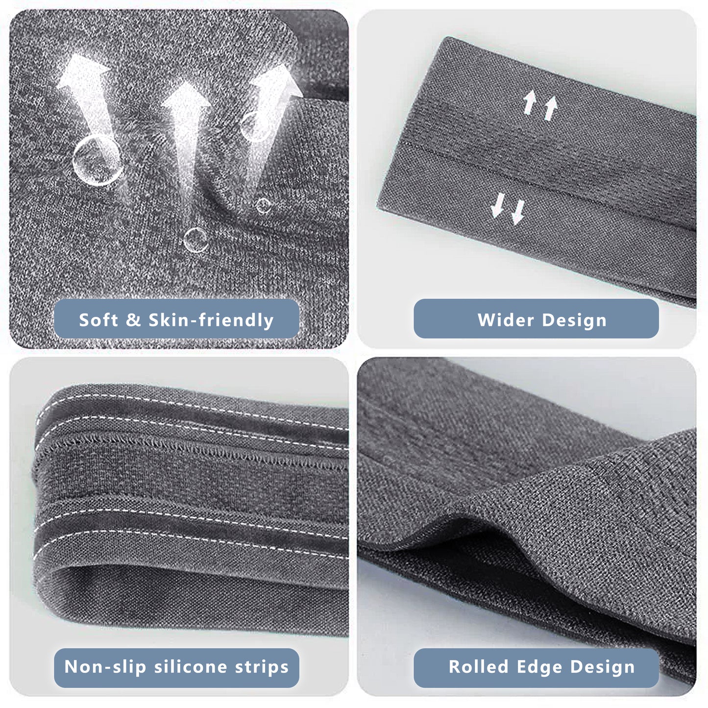No Damage Stretchy Headbands Moisture-Wicking Quick-Dry for Sports Running Yoga Workouts Unisex