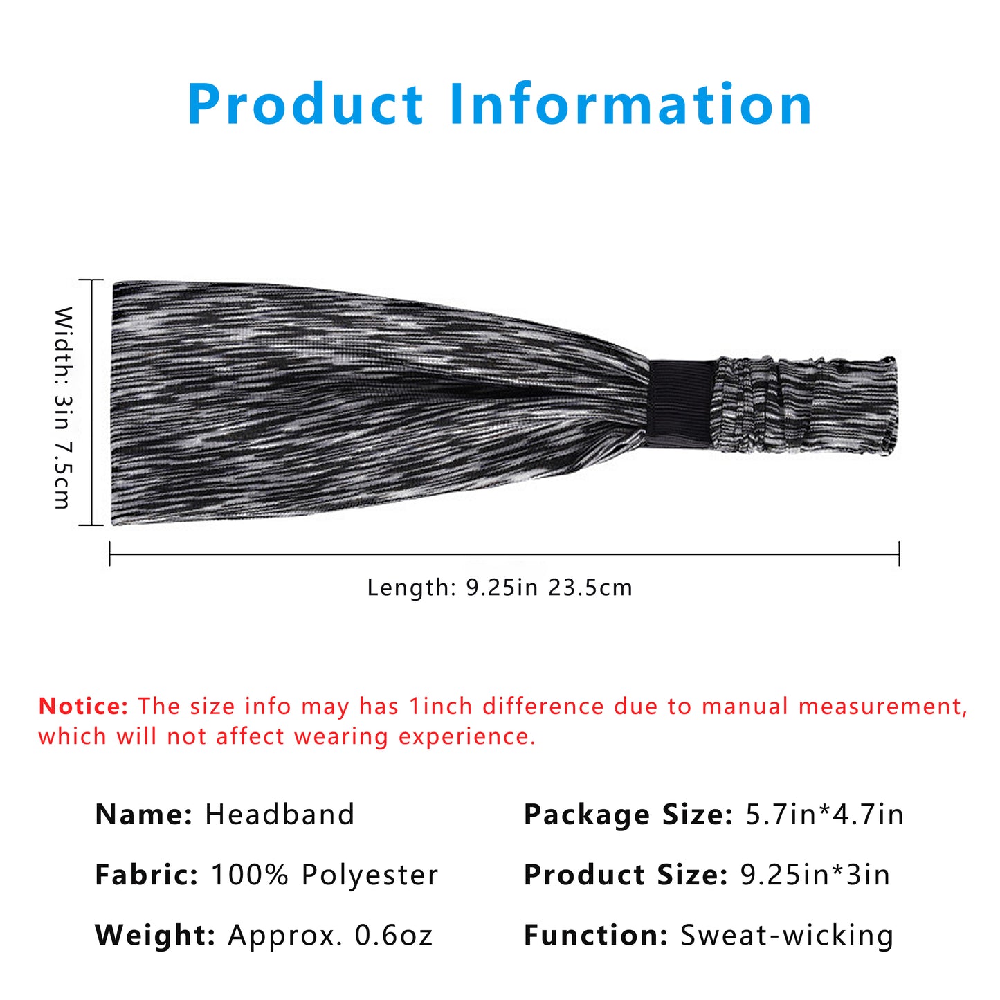 Fashion Stretchy Headbands for Sports Running Yoga Workouts Moisture-Wicking Quick-Dry Unisex