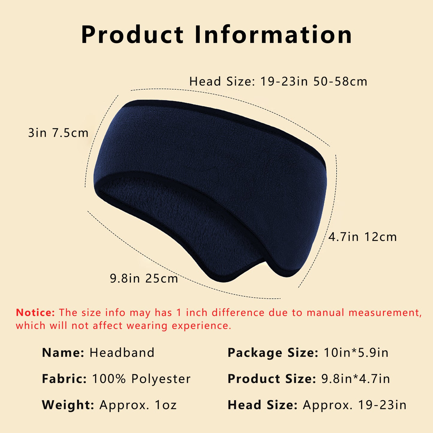 Winter Fleece Headband Ear Warmer Comfy Moisture-Wicking Windproof for Running Outdoor Activities