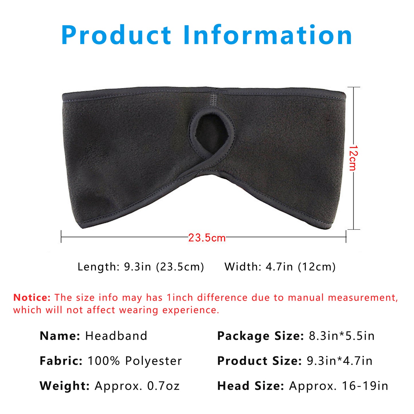 Ponytail Fleece Headband Winter Ear Warmer Moisture-Wicking Windproof for Running Outdoor Sports