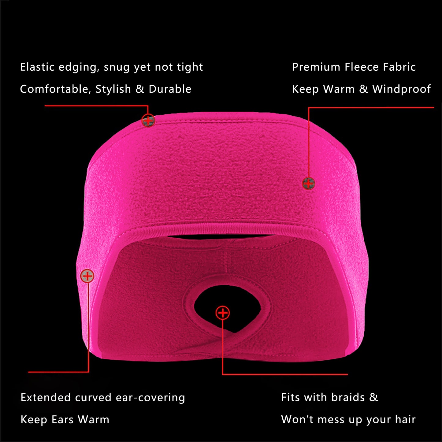 Ponytail Fleece Headband Winter Ear Warmer Moisture-Wicking Windproof for Running Outdoor Sports