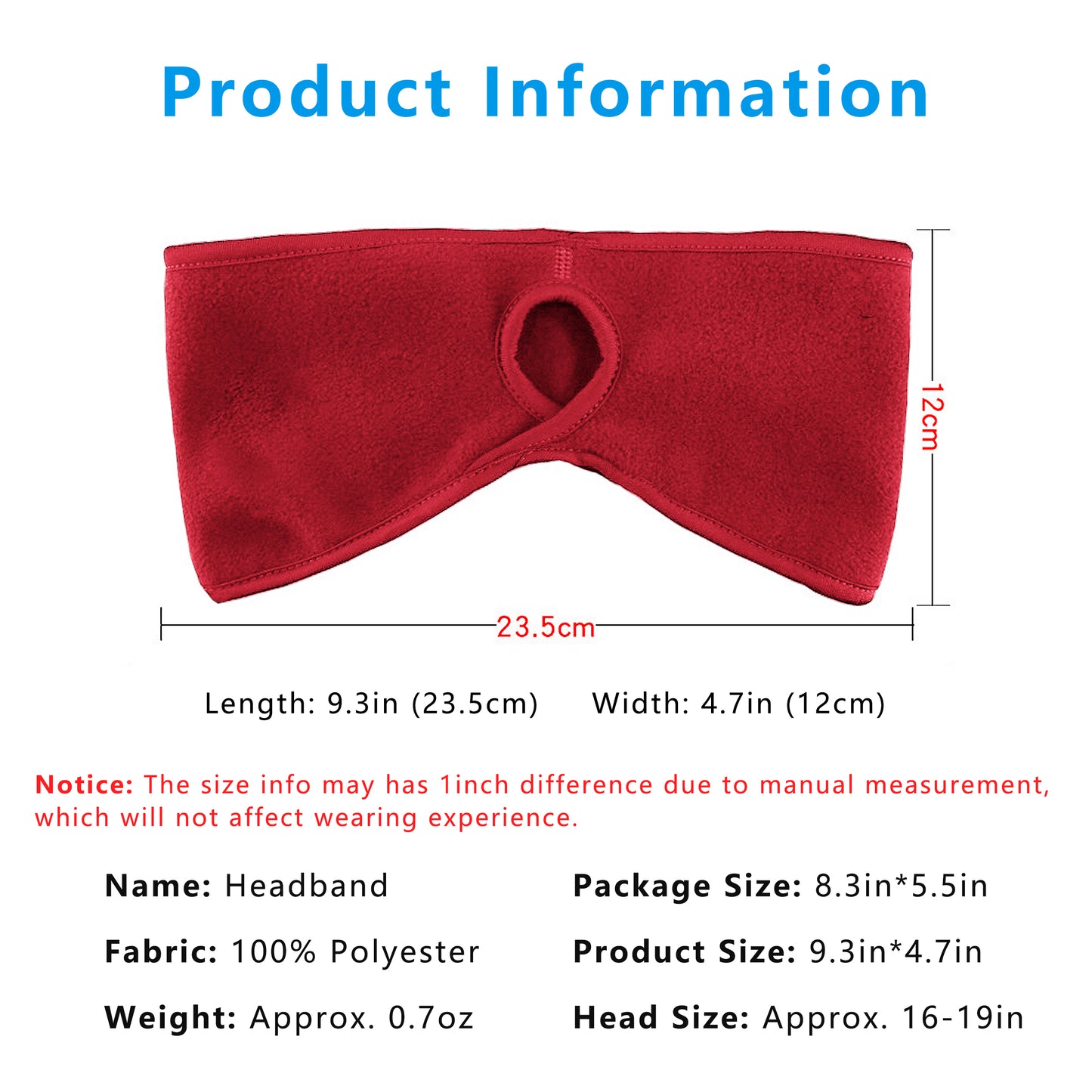 Ponytail Fleece Headband Winter Ear Warmer Moisture-Wicking Windproof for Running Outdoor Sports