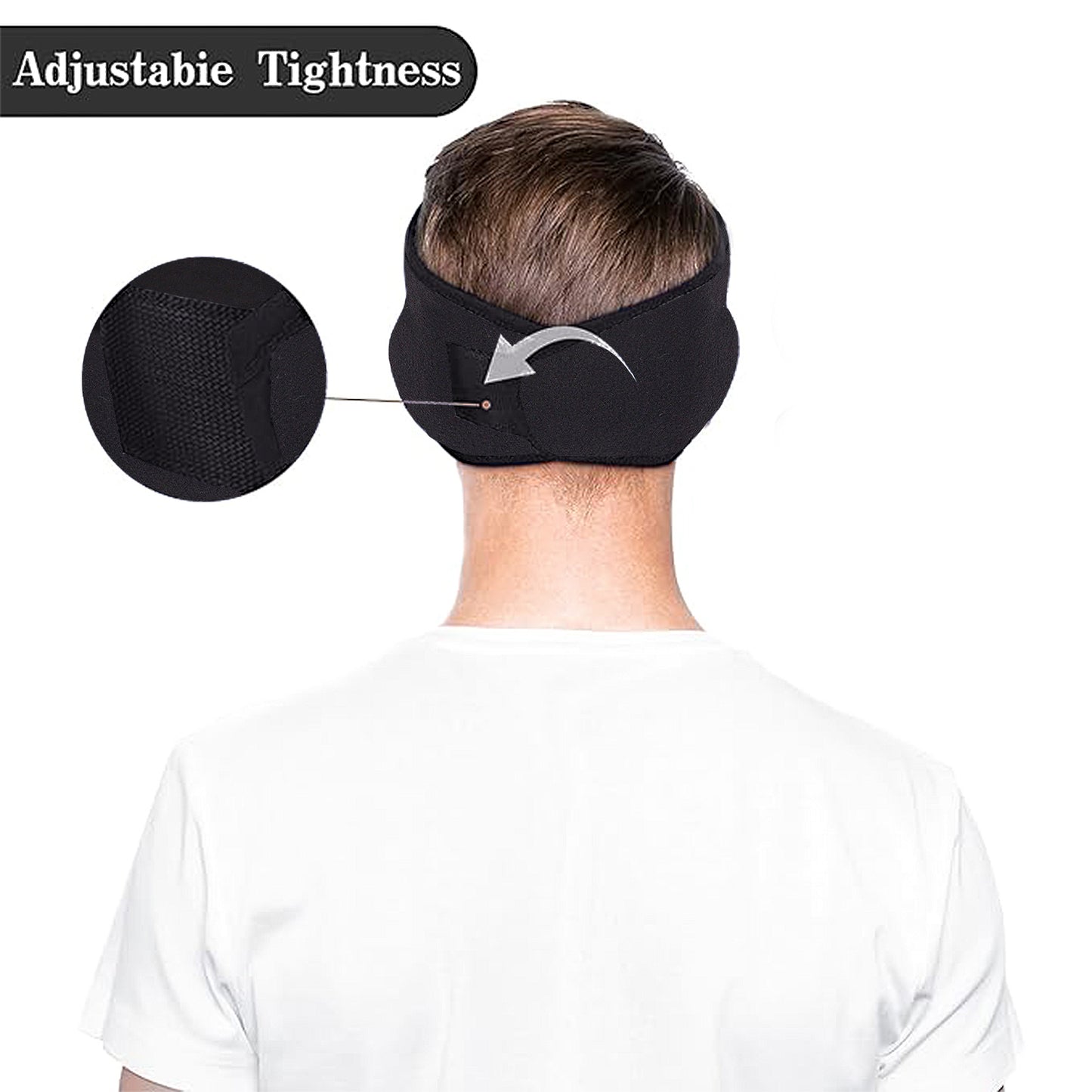 Winter Fleece Headband Adjustable Stretchy Ear Warmer Full Cover Sweatband Unisex - Velcro Design