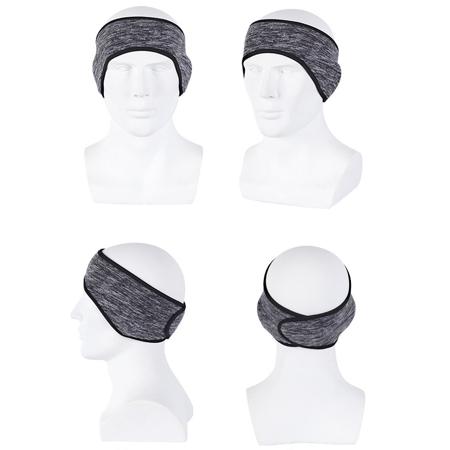 Winter Fleece Headband Adjustable Stretchy Ear Warmer Full Cover Sweatband Unisex - Velcro Design