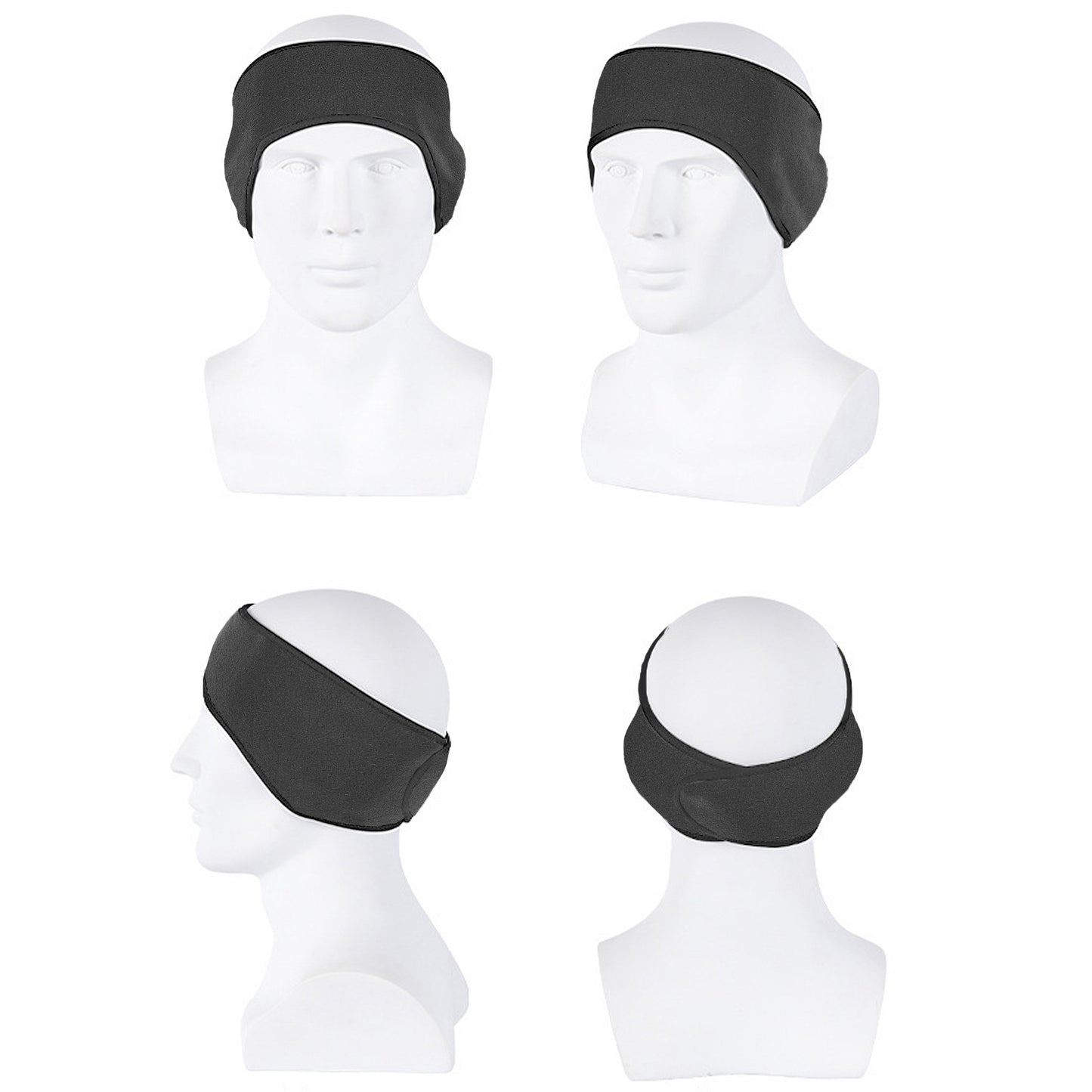 Winter Fleece Headband Adjustable Stretchy Ear Warmer Full Cover Sweatband Unisex - Velcro Design