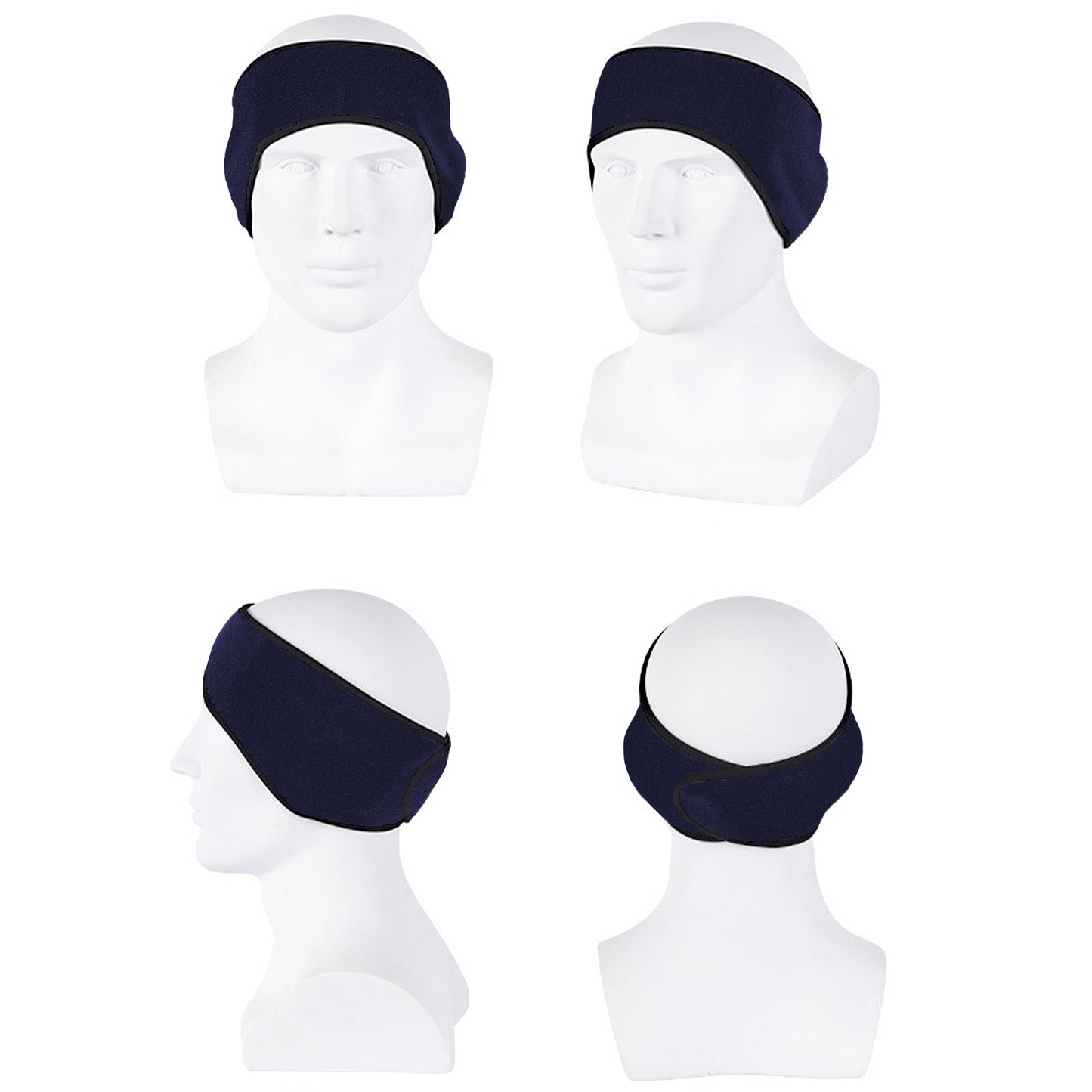 Winter Fleece Headband Adjustable Stretchy Ear Warmer Full Cover Sweatband Unisex - Velcro Design
