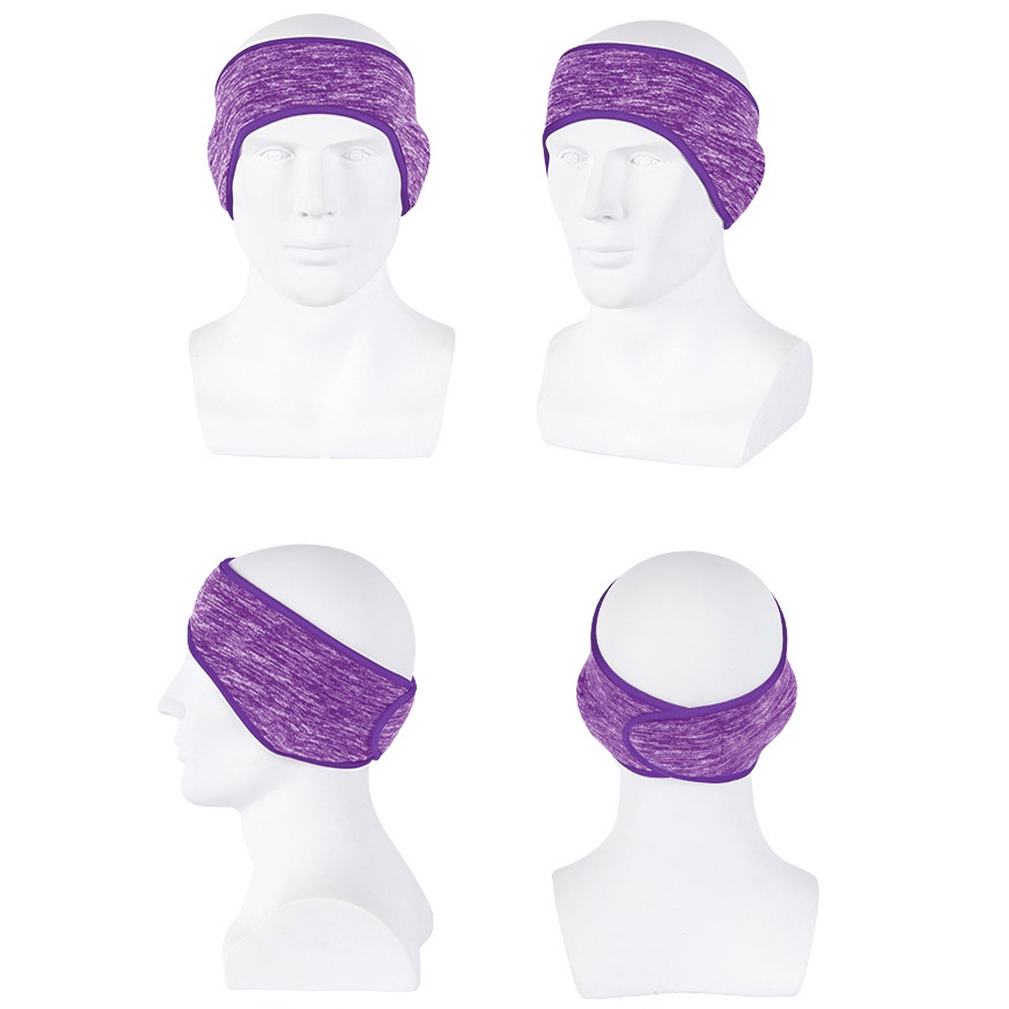 Winter Fleece Headband Adjustable Stretchy Ear Warmer Full Cover Sweatband Unisex - Velcro Design
