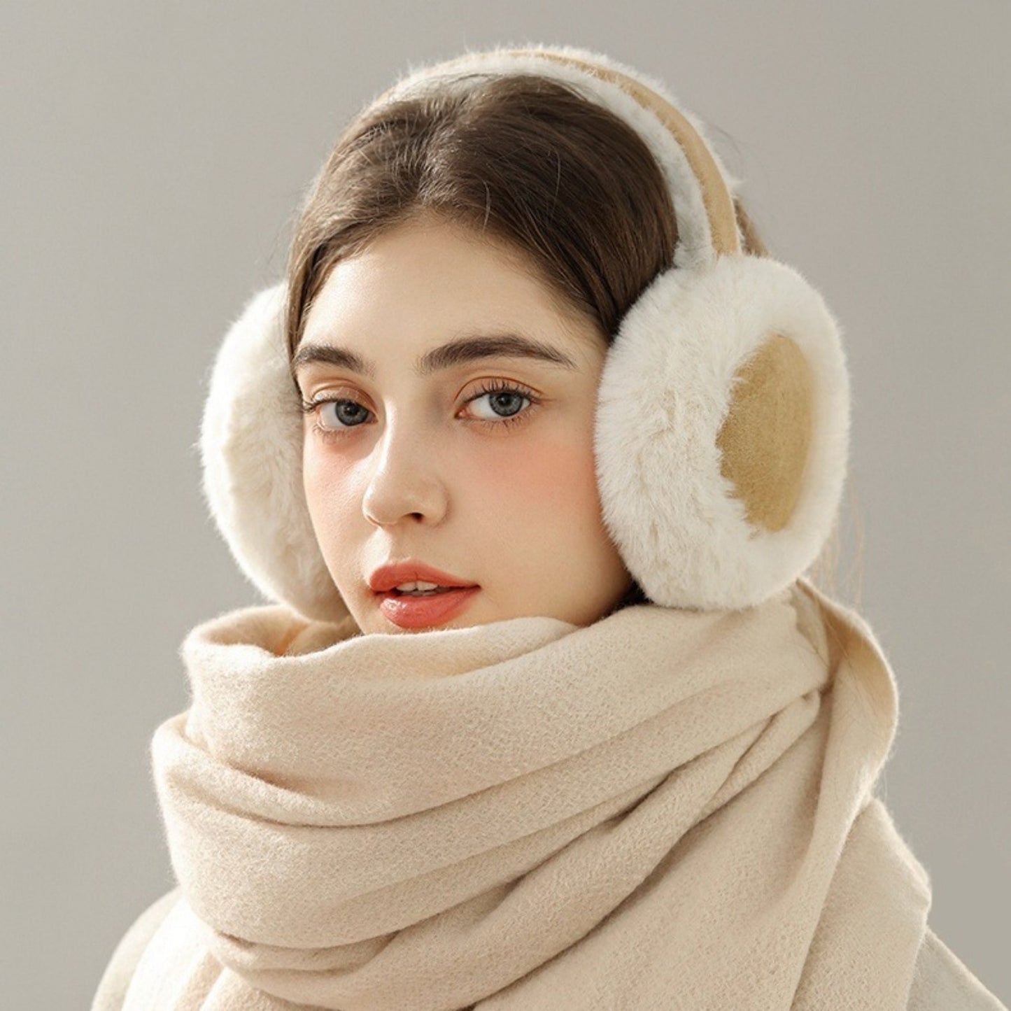 Plush Faux Fur Earmuffs with Foldable Design and Soft Cushioned Ear Pads for Cold Weather Comfort