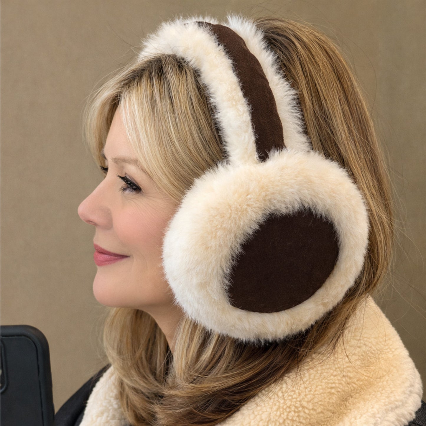 Plush Faux Fur Earmuffs with Foldable Design and Soft Cushioned Ear Pads for Cold Weather Comfort