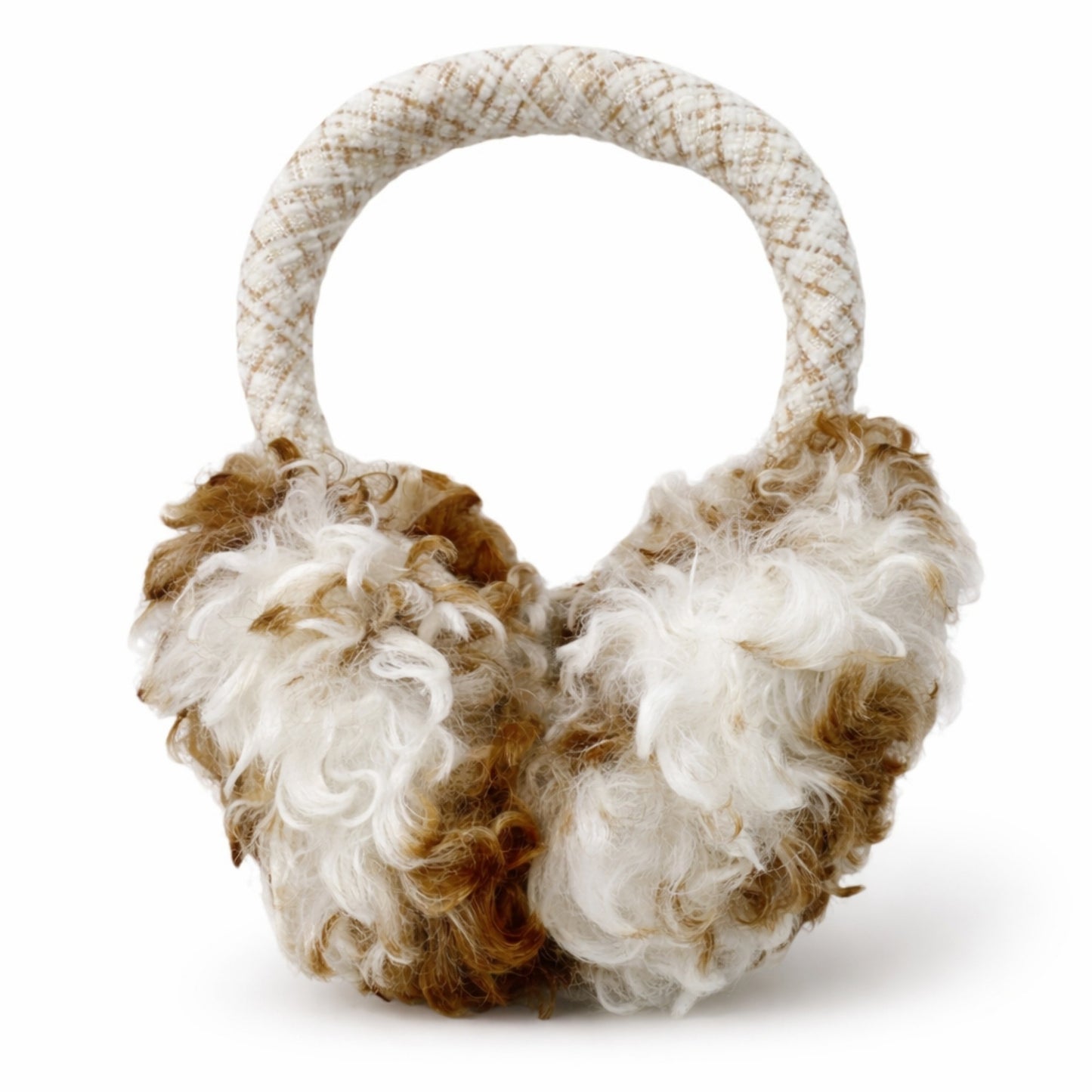 High Pile Faux Shearling Foldable Earmuffs with Plush Cushioned Ear Covers and Soft Wrapped Headband