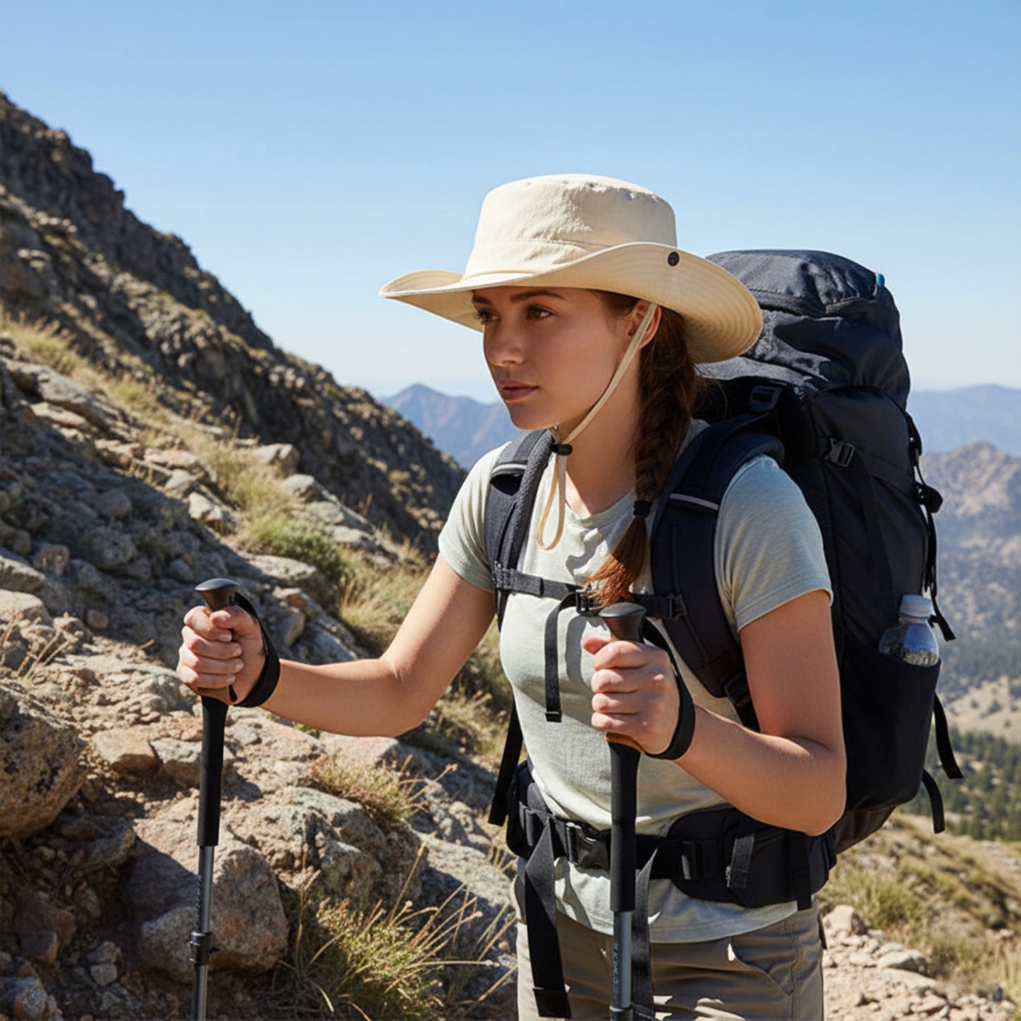 Lightweight Quick Dry Wide Brim Hiking Hat with Adjustable Chin Strap
