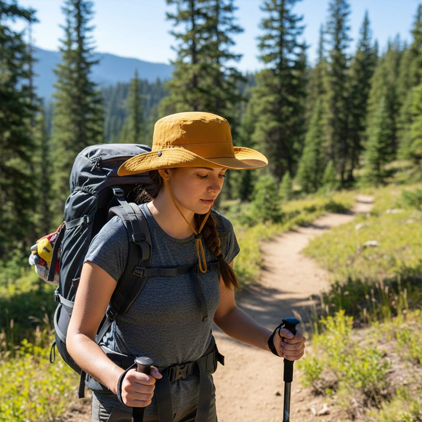 Lightweight Quick Dry Wide Brim Hiking Hat with Adjustable Chin Strap