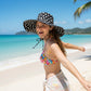 Womens Wide Brim Sun Hat with Valentine Heart Print Lightweight Packable Design