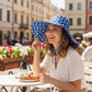 Womens Wide Brim Sun Hat with Valentine Heart Print Lightweight Packable Design