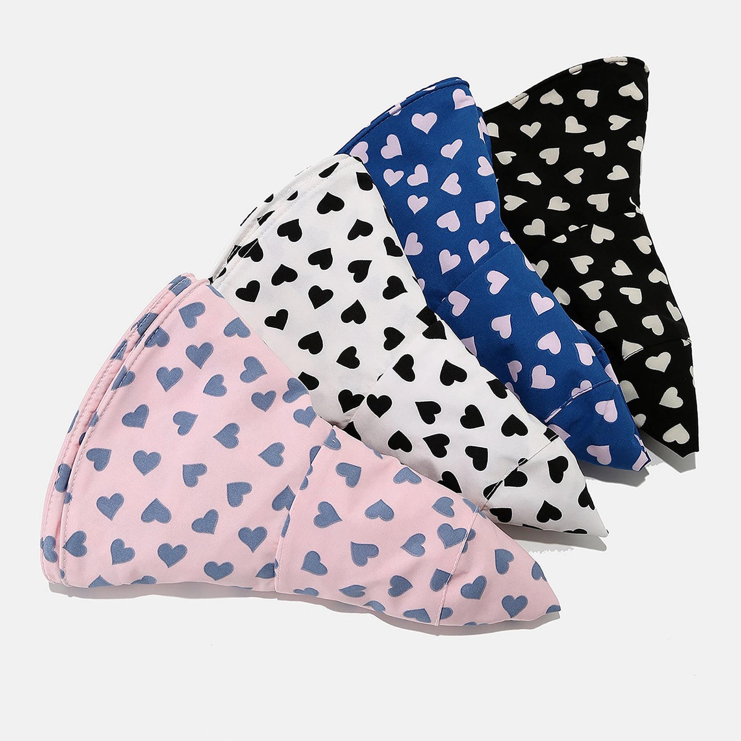 Womens Wide Brim Sun Hat with Valentine Heart Print Lightweight Packable Design