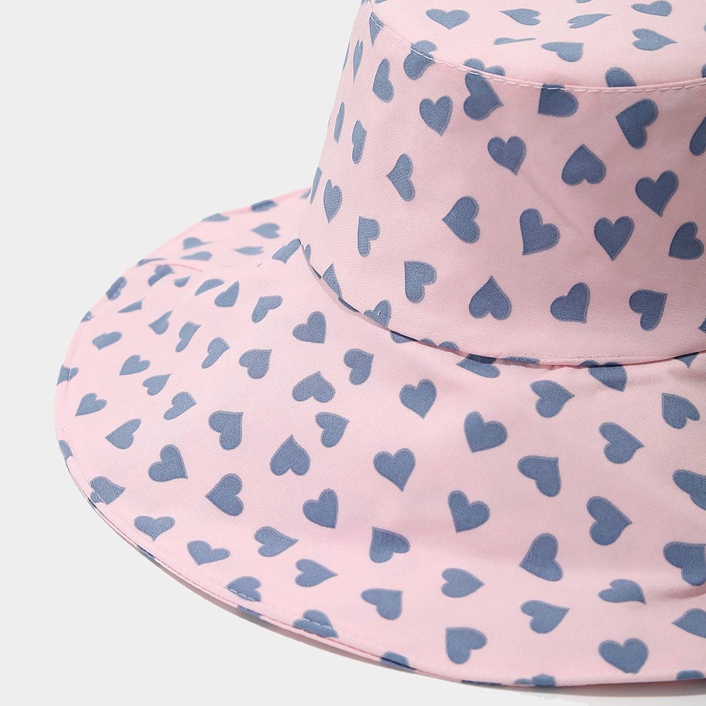 Womens Wide Brim Sun Hat with Valentine Heart Print Lightweight Packable Design