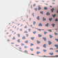 Womens Wide Brim Sun Hat with Valentine Heart Print Lightweight Packable Design