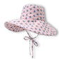 Womens Wide Brim Sun Hat with Valentine Heart Print Lightweight Packable Design