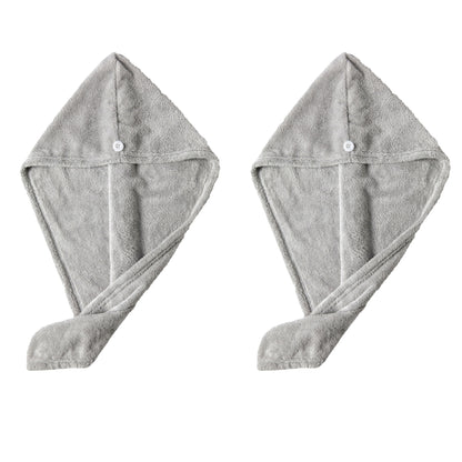 2 Pack Solid Hair Drying Towel Turban Absorbent Soft Quick Dry Hair Wrap