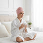 Soft Double-Layer Waffle Texture Hair Drying Cap with Button Closure