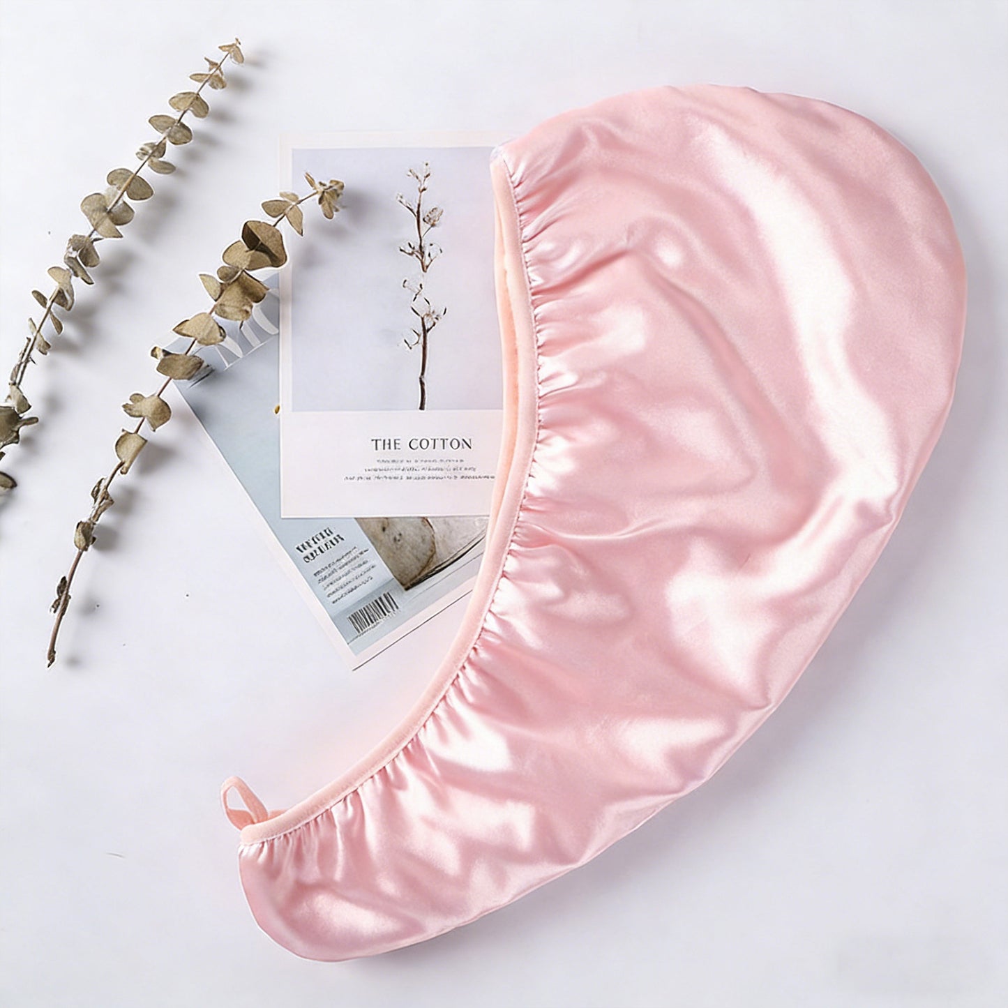 Soft Double Layer Hair Drying Cap with Secure Button Loop Closure
