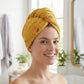 Soft Cute Hair Drying Towel Cap with Secure Button Loop for Fast Absorbent