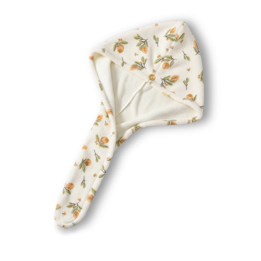 Floral Print Quick Dry Hair Towel Turban Soft Absorbent Microfiber Wrap with Button Closure
