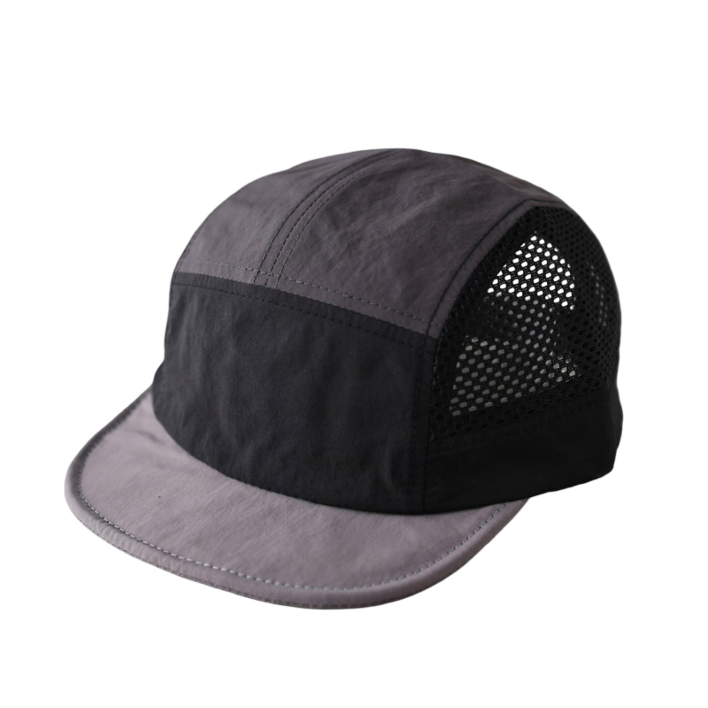 Short Brim Lightweight Mesh Panel Adjustable Five Panel Cap