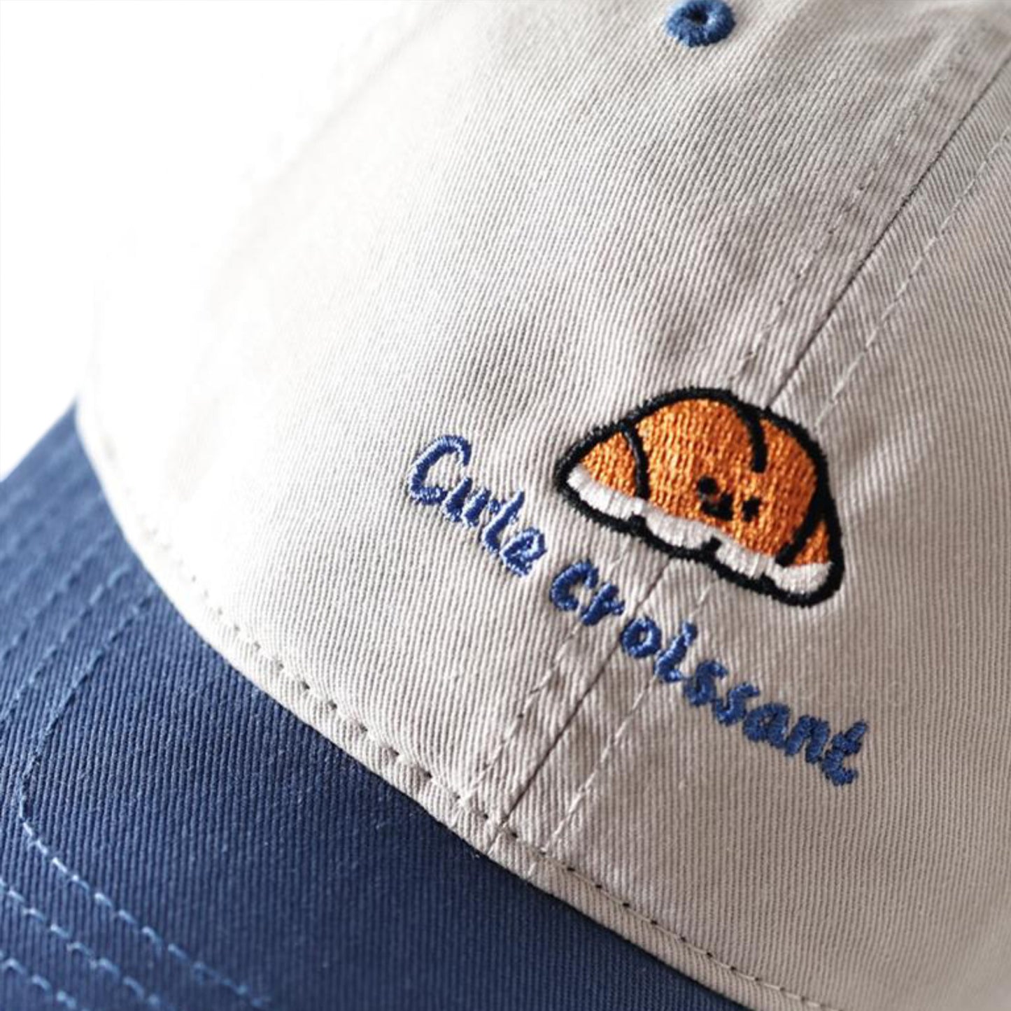 Embroidered Croissant Baseball Cap Adjustable Baseball Hat
