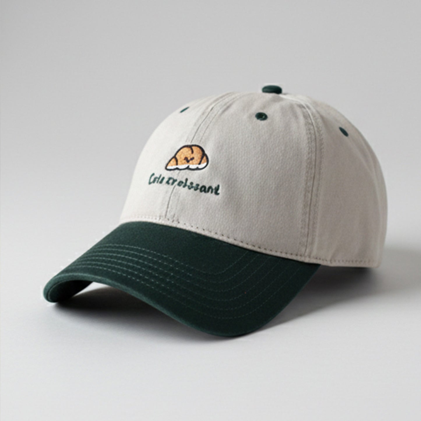 Embroidered Croissant Baseball Cap Adjustable Baseball Hat