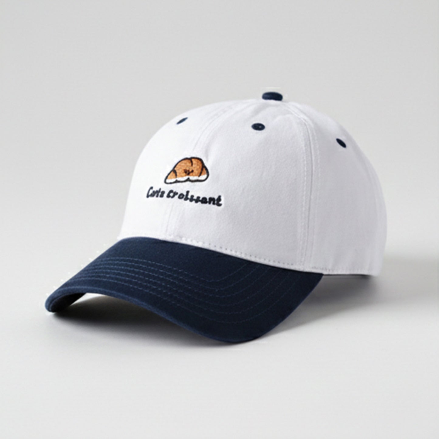 Embroidered Croissant Baseball Cap Adjustable Baseball Hat
