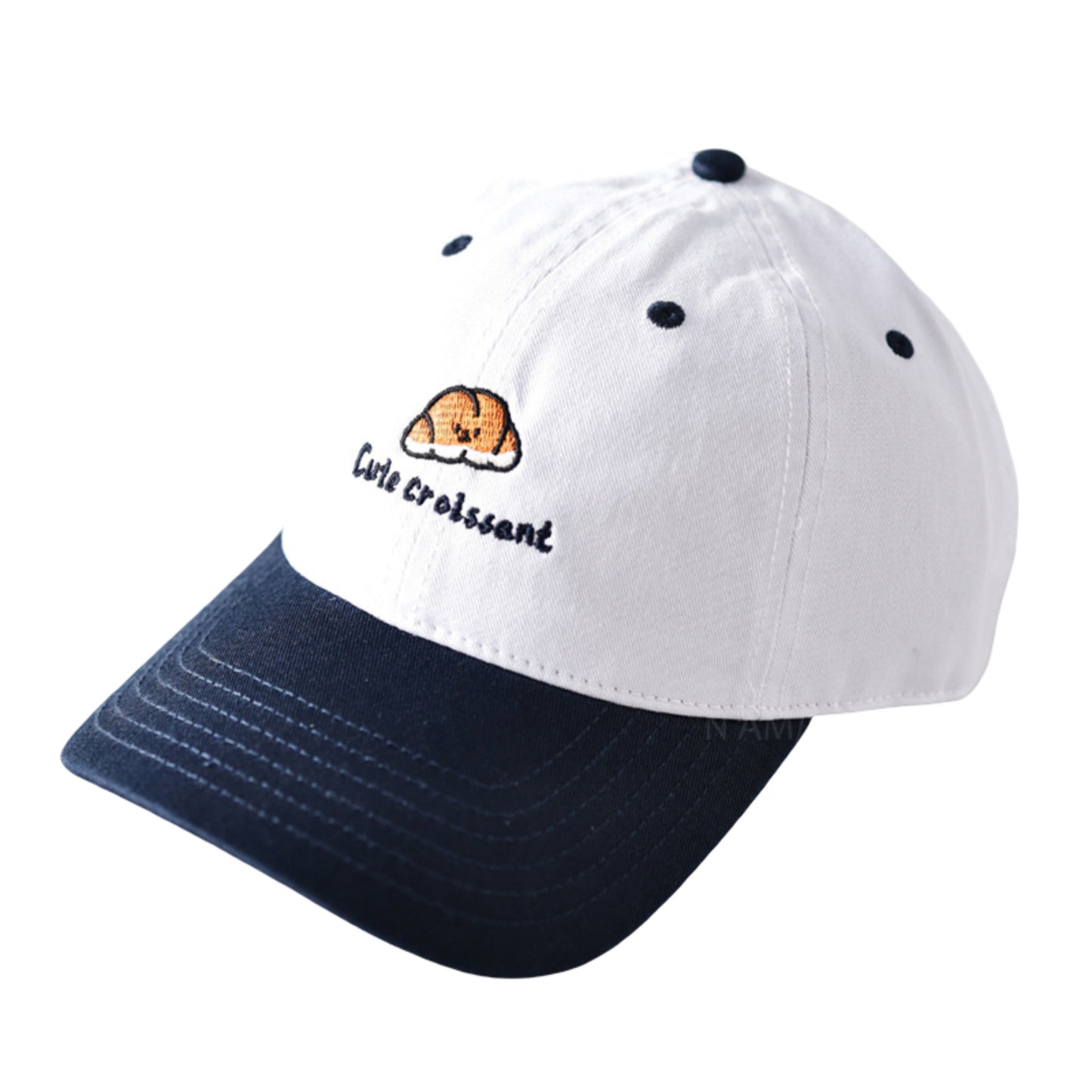 Embroidered Croissant Baseball Cap Adjustable Baseball Hat