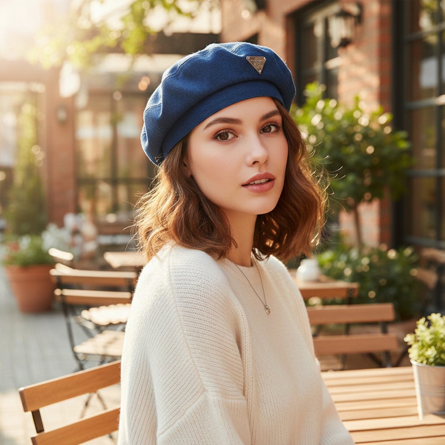 Denim Beret Hat Lightweight Structured Fit Soft Fabric Classic Style