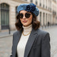 Floral Denim Beret Hat Soft Structured Fashion Cap