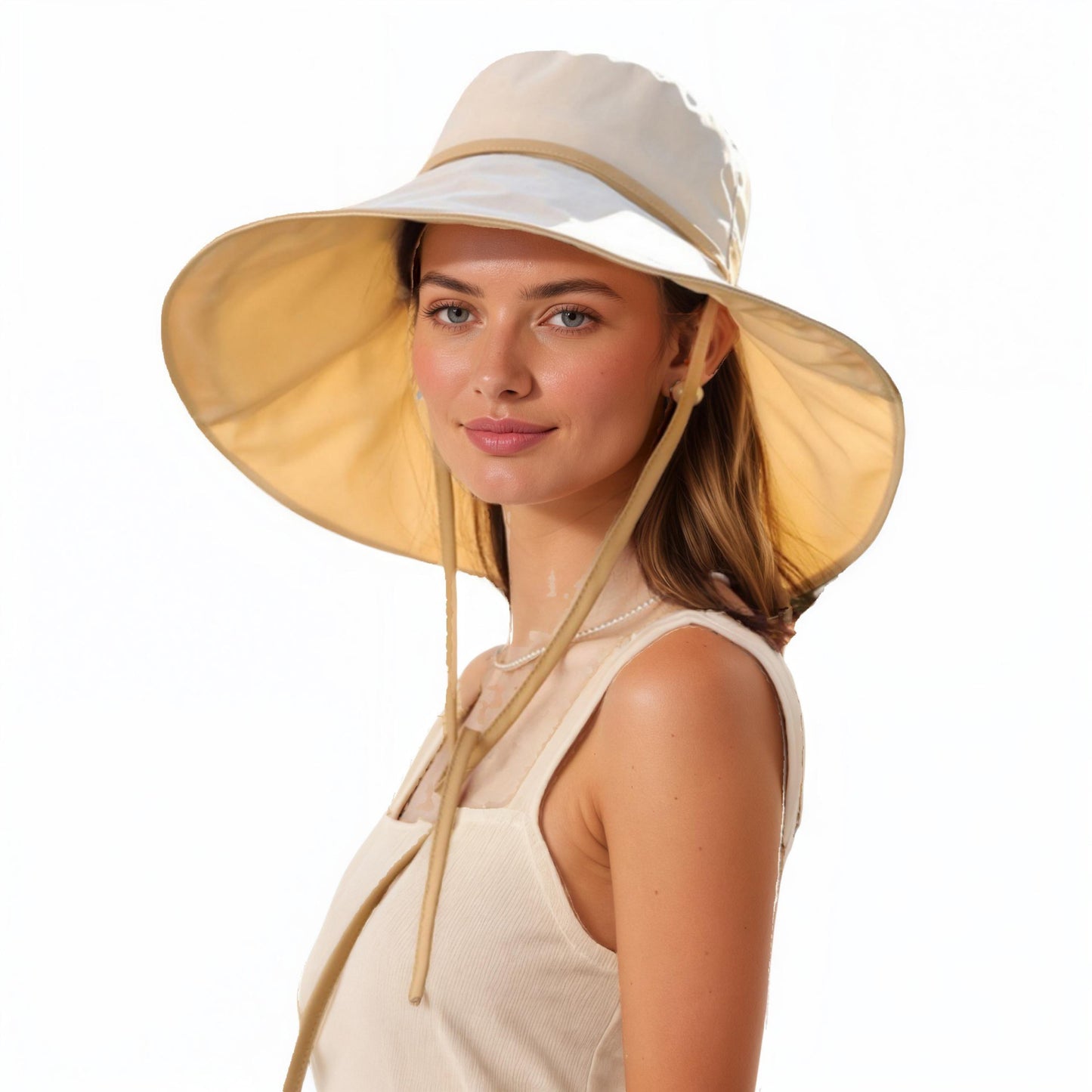 Wide Brim Soft Sun Hat with Tie Strap Lightweight Casual Headwear