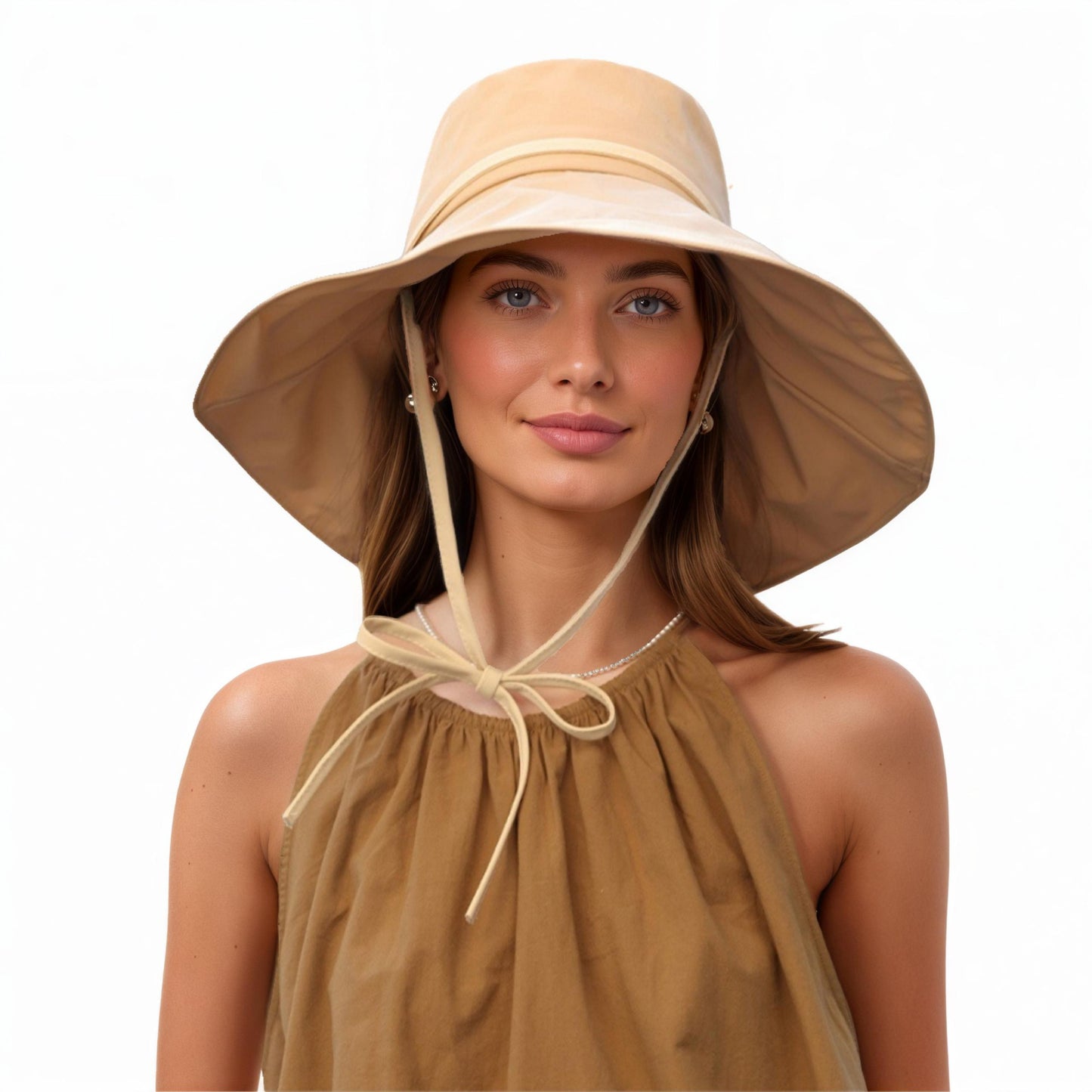 Wide Brim Soft Sun Hat with Tie Strap Lightweight Casual Headwear