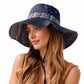 Wide Brim Sun Hat with Adjustable Chin Strap Decorative Band Casual Headwear