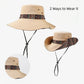Wide Brim Sun Hat with Adjustable Chin Strap Decorative Band Casual Headwear