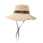 Wide Brim Sun Hat with Adjustable Chin Strap Decorative Band Casual Headwear