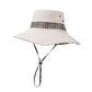 Wide Brim Sun Hat with Adjustable Chin Strap Decorative Band Casual Headwear
