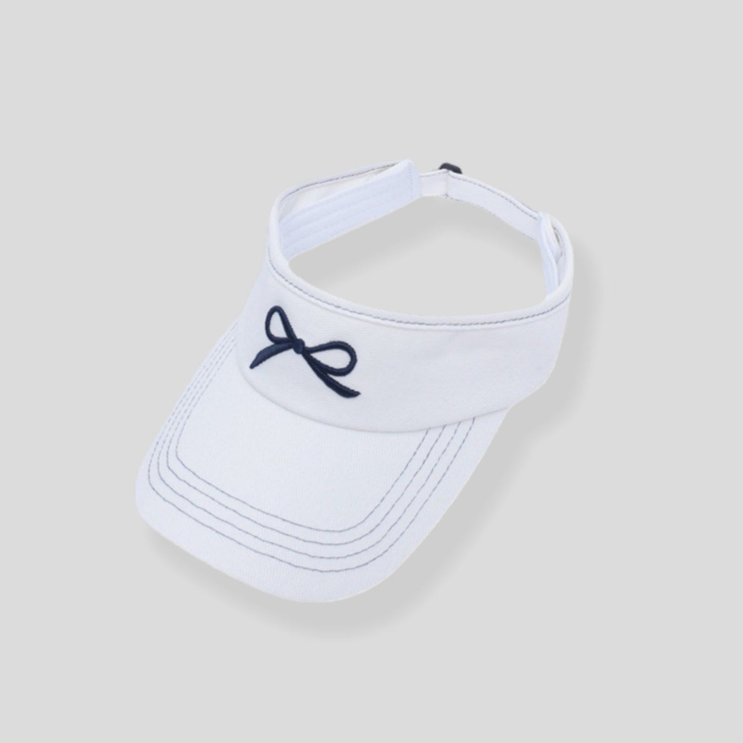 Denim Visor Hat with Curved Brim Adjustable Back Bow Accent Casual Headwear